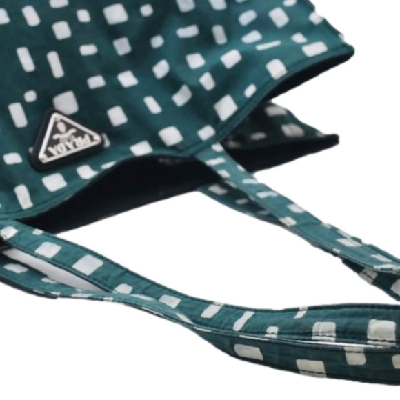 PRADA Emerald Green Large Nylon Tote Shoulder Bag Purse - Picture 6 of 15